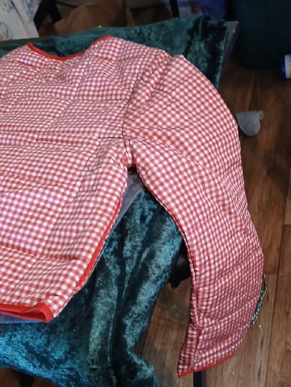 Stoosh Red and White Gingham Tie-Front Quilted Vest - Picture 6 of 10